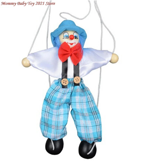 25cm Vintage Muppets Baby Toys Hand Finger Puppets Clown Wooden Marionette Toy Joint Activity Doll Funny Traditions Classic Toy 6