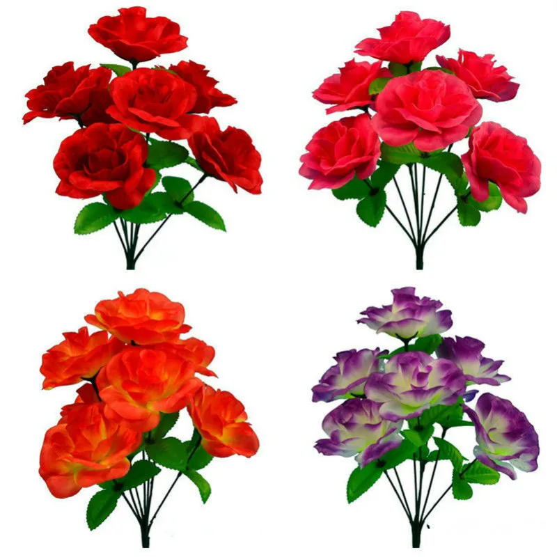 Искусственные цветы с листьями 1 шт. пластиковая зеленая трава искусственные