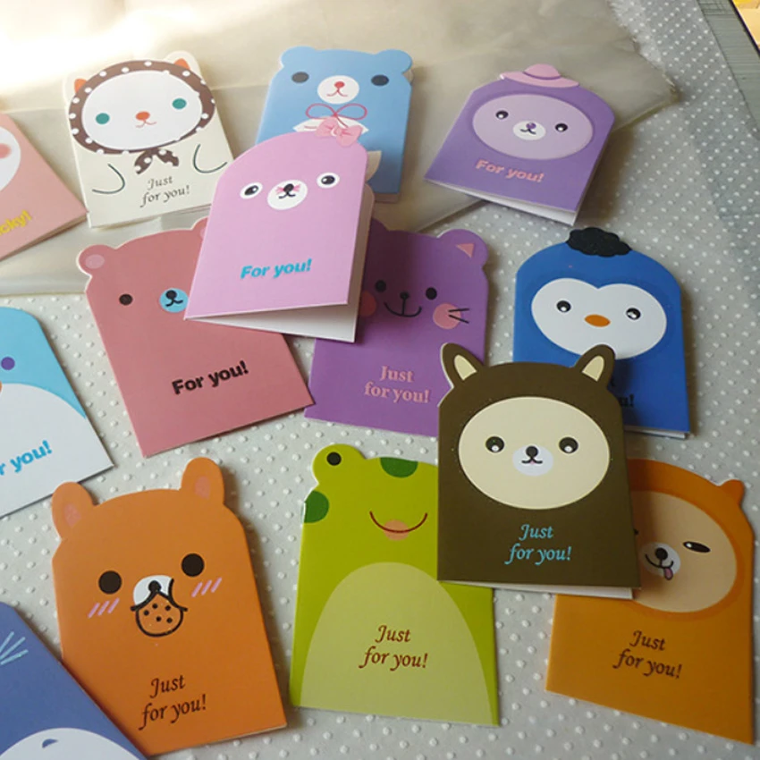 5 個かわいい漫画動物 Whishing ランダムバースデーカードグリーティングカードファッションギフト子供のための Cards Invitations Aliexpress