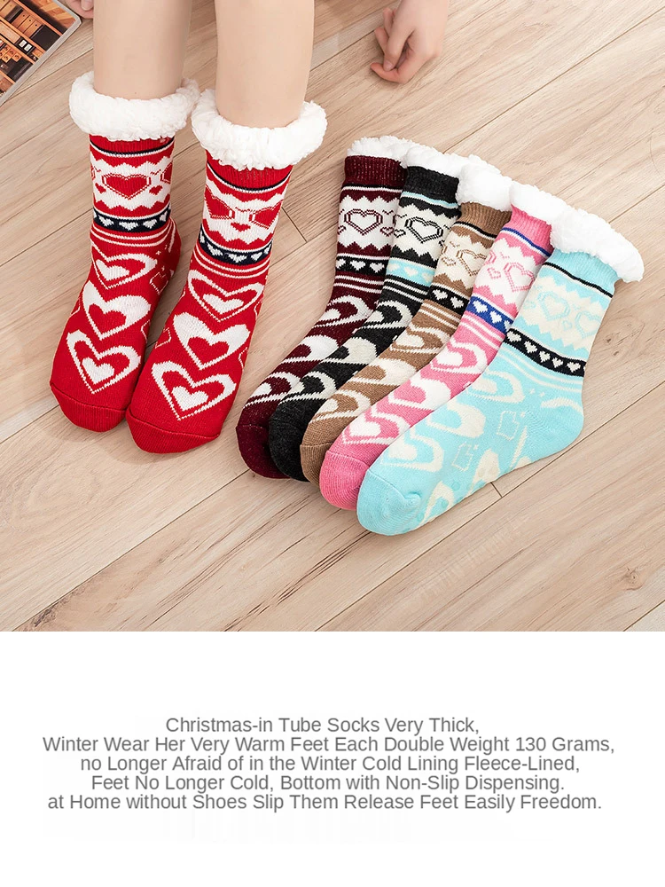 Description Picture 4 of itemFuzzy Thermal Socks Women Winter Funny Cat Dog Sloth Cute Kawaii Non Slip Cartoon Sleeping Soft Comfy Female Floor Slippers Sock