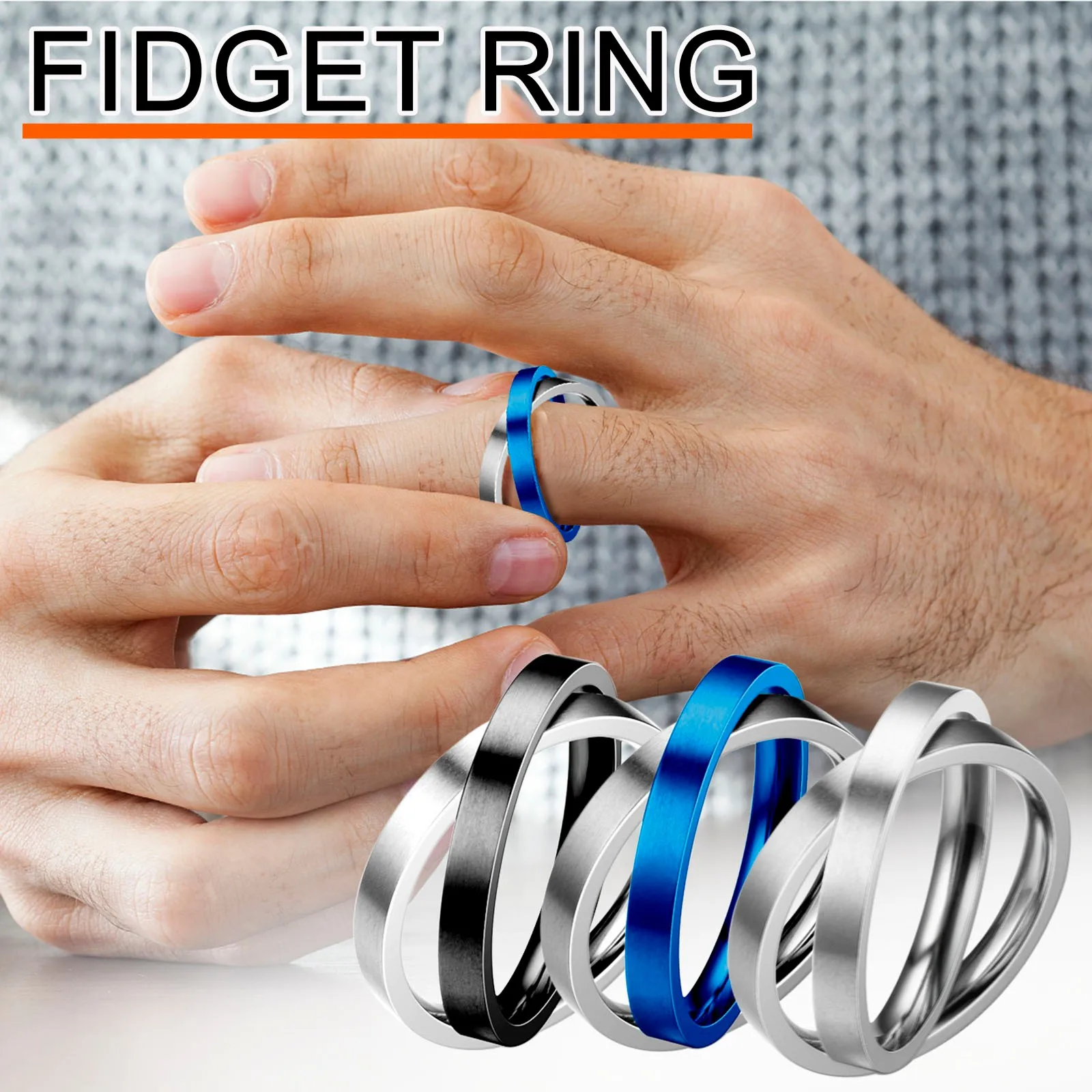 Anillo de Alivio del estrés Regalos de joyería para Mujeres Fidget Spinner Fidget Ring para Hombres y Mujeres YIPUTONG Anxiety Ring Anillo de Perlas Giratorio Gratuito