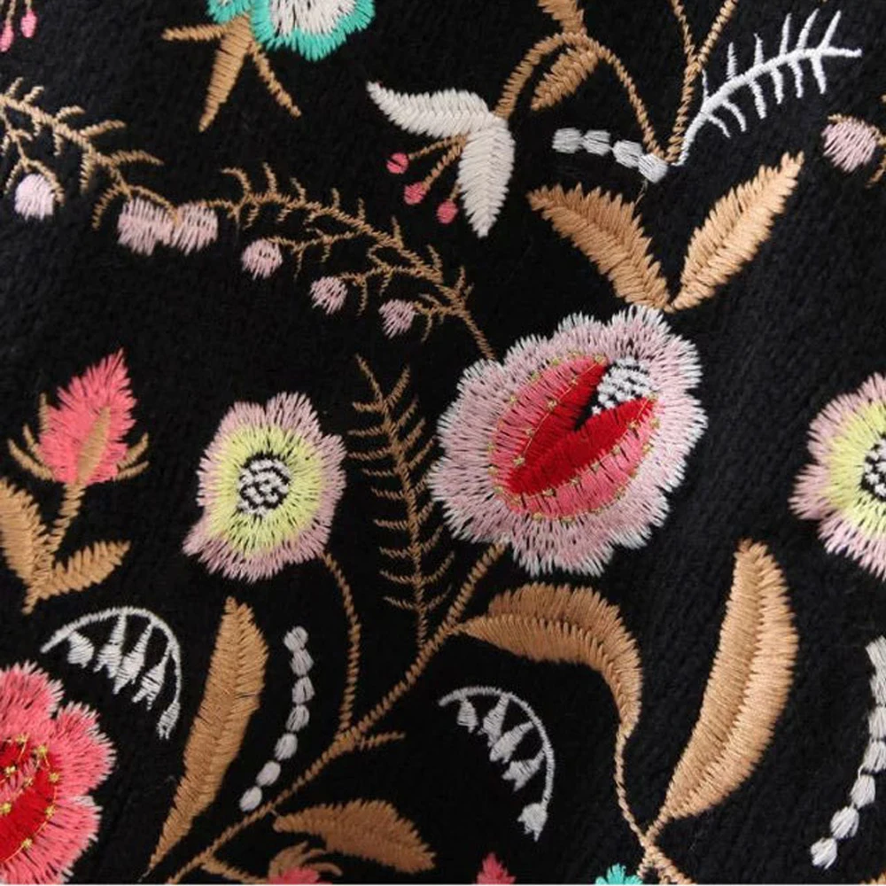 Autumn Winter New Women's Long Sleeve Knit Sweater Loose Sweater Embroidery Flowers Dropshipping turtleneck sweater
