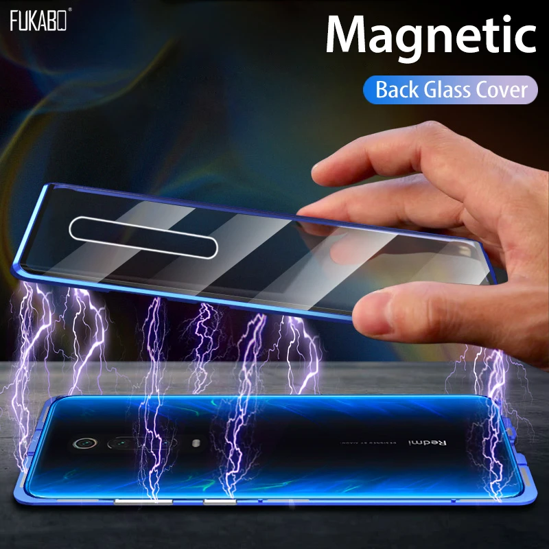 

Luxury Magnetic Adsorption Case For Xiaomi Redmi Note 7 Case 5 6 Pro K20 Back Tempered Glass For Xiaomi mi 9 9T Pro 9 SE Cover