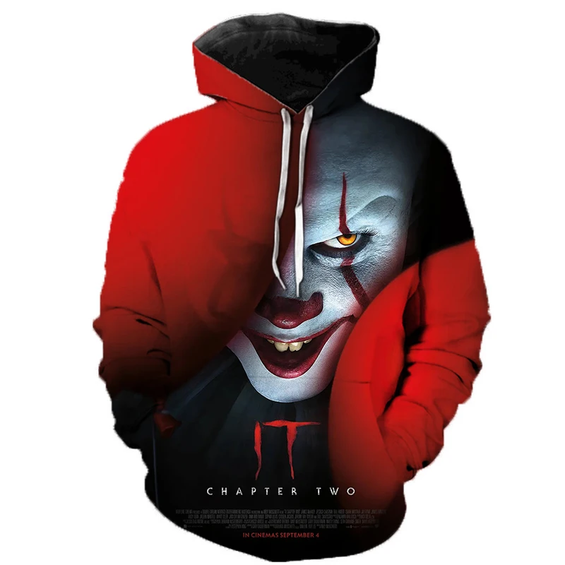 Horror Movie IT Clown 3D Printed Hoodie Sweatshirts IT Chapter Two Film Pullover Men Women Casual Streetwear Funny Hoodies