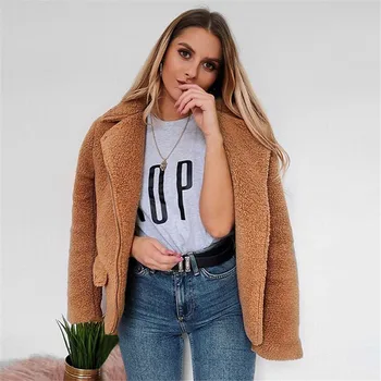 

Lanshifei T0950 Fashion Girl Fake Teddy Fur Coat Winter Women Short Style Genuine Fur Jacket Female Quality Faux Fur Overcoats