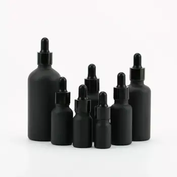 

30pcs 5ml/10ml/15ml/20ml/30ml/50ml/100ml Black glass Essential oil bottle serum bottles cosmetic packaging bottle with dropper