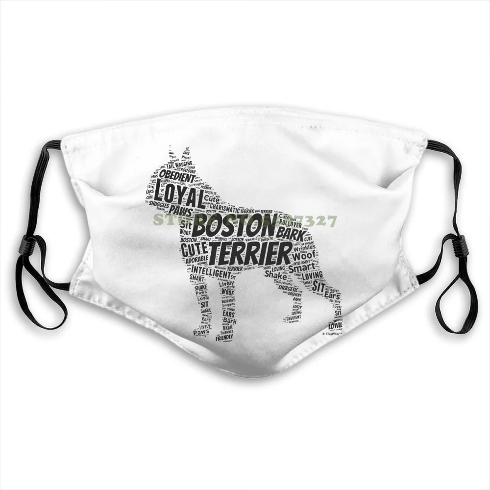 

Boston Terrier Word Art Dog Puppy Owner Gift Fashion Funny Reusable Masks