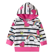 Детский модный свитер для отдыха для девочек; теплые толстовки в полоску с длинными рукавами и принтом радуги; спортивный топ; хлопковая одежда для малышей