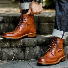 New Men Martins Boots Leather High Quality Vintage Ankle Boots Handmade Lace Up Booties Western Boots Chelsea Boots New Men Martins Boots Leather High Quality Vintage Ankle Boots Handmade Lace Up Booties Western Boots Chelsea Boots