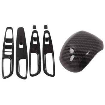 

7 PCS Car Accessories for Hyundai, 6 Pcs Window Lift Switch Button Cover & 1 Pcs Car Gear Shift Knob Head Cover