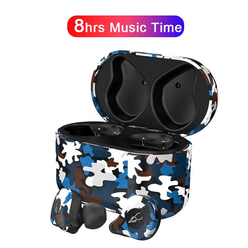 

Camouflage Ultra HD 5D 750mah Air Charger Box TWS Wireless Bluetooth Earphone HiFi Stereo Earbud Headset Wireless