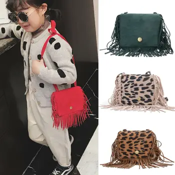 

2020 Lovely Children Girls Tassel Small Cat Shoulder Messenger Bag Mini Coin Purses PU Leather Handbag Wallet Kids Satchel Bag