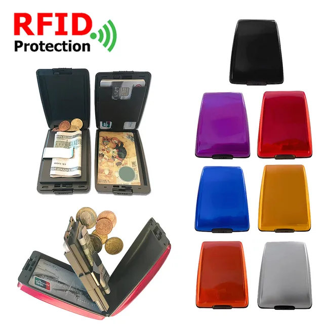 Alumínium Ötvözet Rfid Hitelbankkártya-Tulajdonos Férfi Férfiak Pénztárca Pénz Táska Többfunkciós Névjegykártya Pénztárcák Zsebszervezője