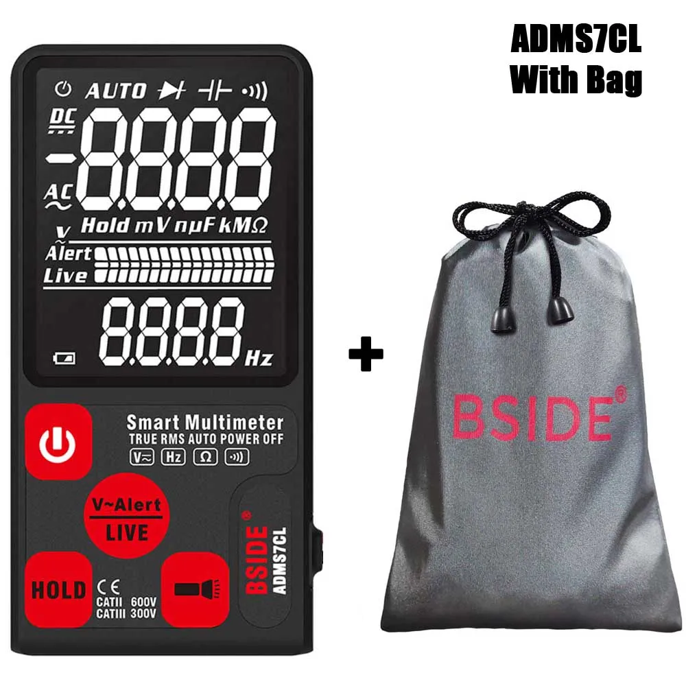 S7CL With Bag JUNEJOUR мини цифровой мультиметр BSIDE ADMS7CL/S9CL EBTN ЖК-дисплей DC AC вольтметр тестер емкость диод NCV - Цвет: S7CL With Bag