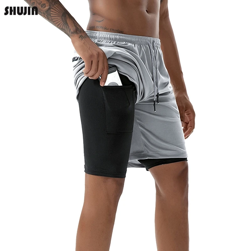 

SHUJIN 2019 Summer Shorts Men's Sports Shorts Male Fitness Bodybuilding Drawstring Compression Workout Shorts Quick-Dry Bottom