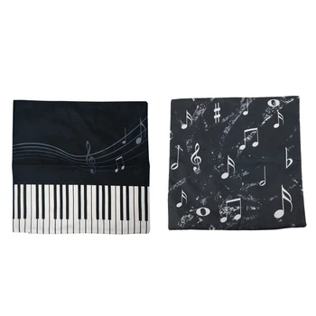 

2pcs Music Series Note Printed Linen Square 45X45cm Home Decor Houseware Throw Pillow Cushion Cover - 8 & 7