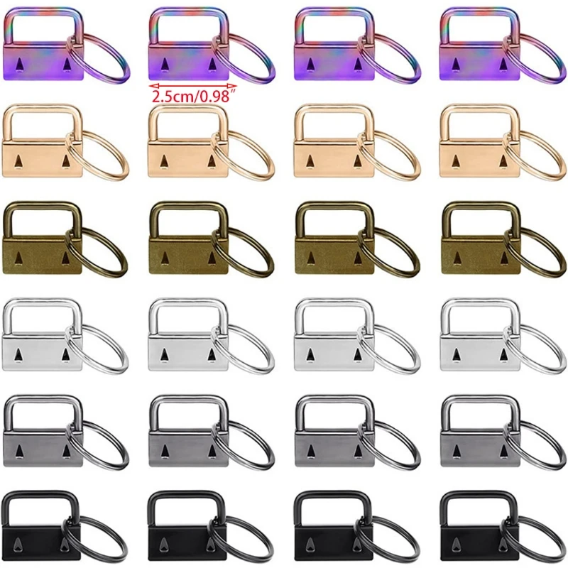 

Key Fob Hardware with Split Rings, Wristlet Tail Clip, DIY Kits for Luggage, Wrist Strap, Lanyard Clasp, 6 Colors, 25mm, 42Pcs