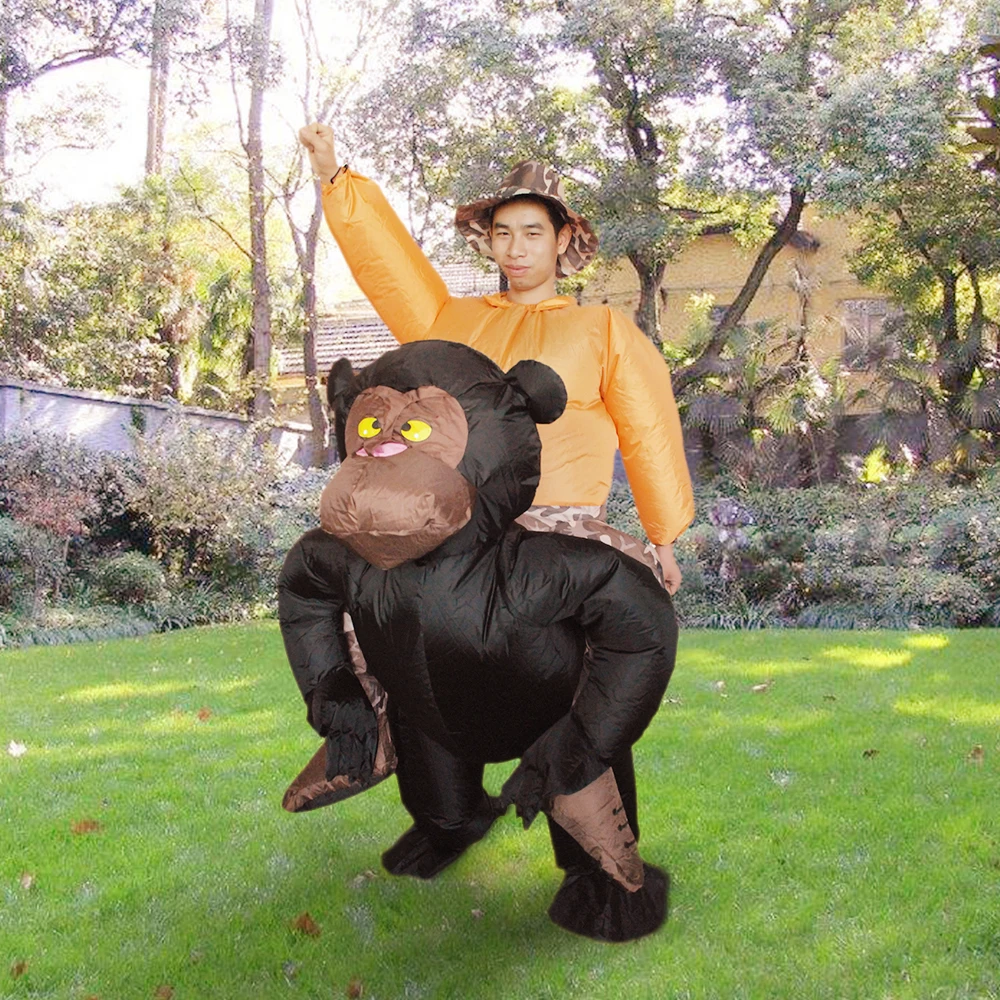 

Hot Adult Inflatable Chimpanzee Costume Suit Blow Up Fancy Dress Festival Party Inflatable Black Orangutan Outfit Jumpsuit