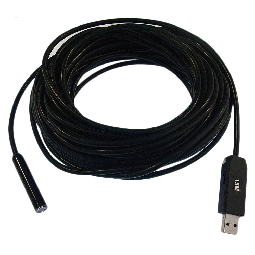 15 м кабель 10 мм Мини цифровой USB 2,0 эндоскоп осмотр 4 светодиодный IP67 водонепроницаемый HD Инспекционная камера для Android PC