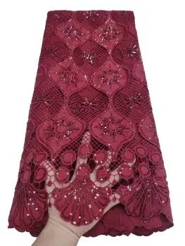 

Guipure Cord Lace Fabric 2020 High Quality Nigerian Lace Fabric African French Lace fabric with sequins For Wedding