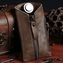 Портативный держатель для карт из натуральной кожи, Автомобильный ключ, кошелек, сумка, чехол для ключей, кошелек, держатель для ключей на молнии