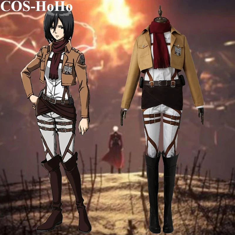 

COS-HoHo Anime Attack on Titan Mikasa Ackerman Training Corps Game Suit Uniform Cosplay Costume Party Outfit Custom-made Women