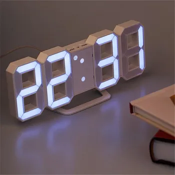 

New LED Digital Alarm Clocks Big Digit 3D Wall Clock Electronic Table Watch Shelf Nixie Clock Horloge Mural On The Wall Home