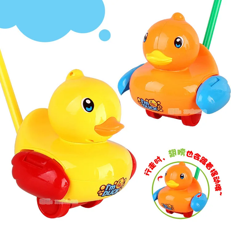 New Style Infants Learner Hand Push Toy Slidable Duck Hand Push Big Ducks Walking Sound Making Wing Swing Toy