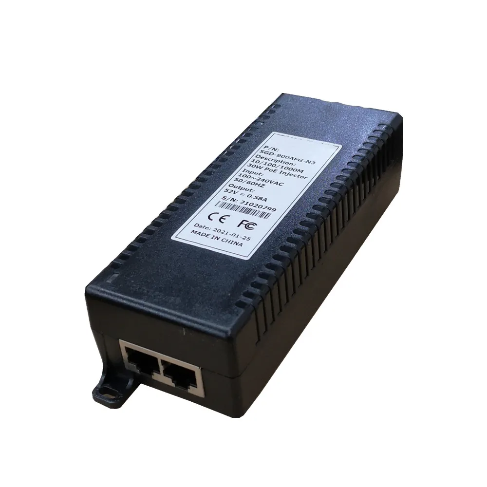

Plexda 10/100/1000M 30 Вт Gigabit POE инжектор (SGD-900AFG-N3)