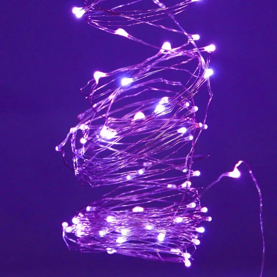 10 м светодиодный Серебряный провод Сказочный Красный Фиолетовый Синий гирлянда семейная Рождественская Свадебная вечеринка украшение USB батарея питания