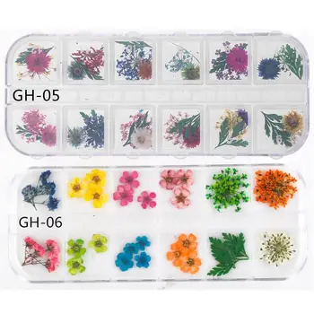 

12Grid/Box Crystal Epoxy Filler Dry Flower Mixed Nail Stickers Decorations Craft R9JE