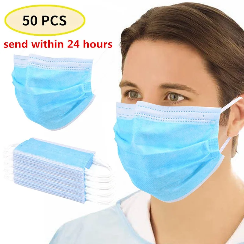 

Protective Mask Disposable Mouth Face Mascarillas Anti-Dust 3 Filter against Droplet Mouth Face Mask Earloop protection 20/50pcs