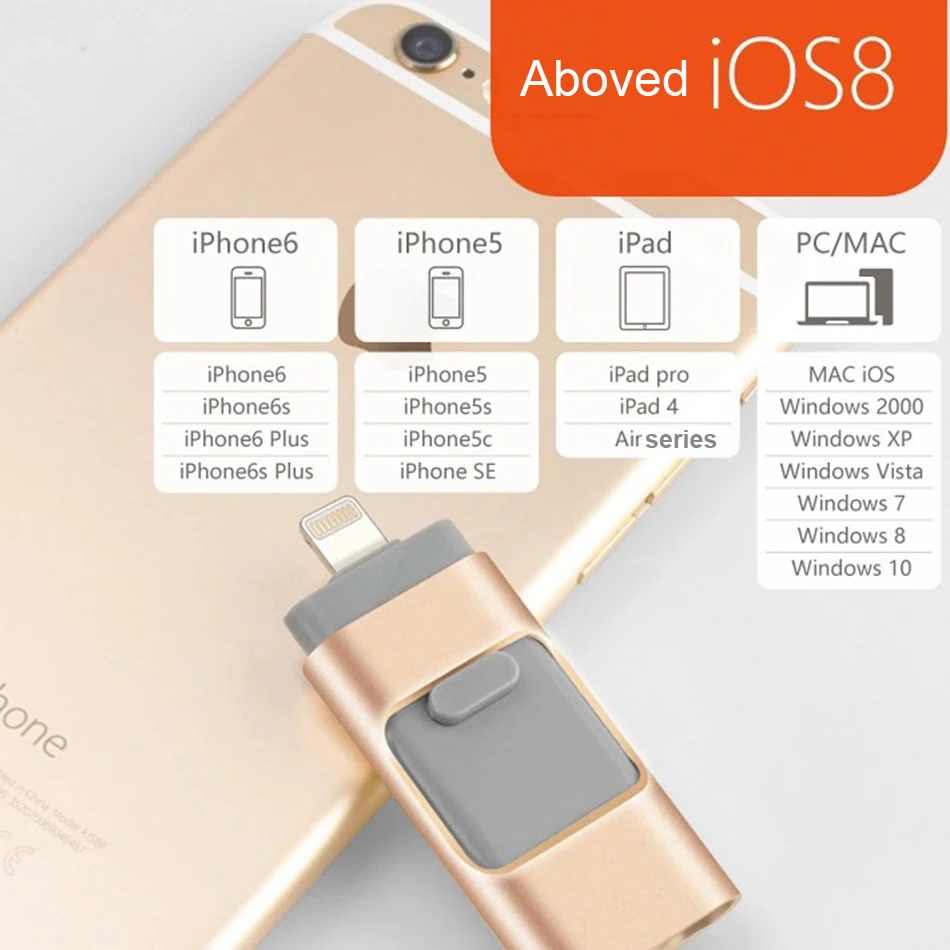 USB флеш накопитель 3 в 1 для iPhone/Android Type C ключ OTG 128 ГБ 64 32 карта памяти переносной U