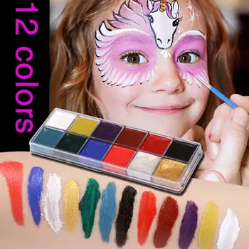 

festival World Cup body painting play clown Halloween makeup face paint oil 12 Color face painted Makeup Flash Tattoo