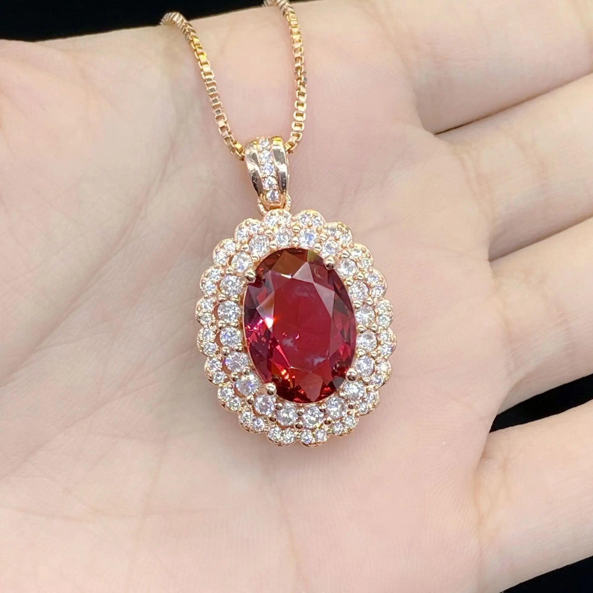 18K Rose Gold AAAAA Zircon Pendant Necklace For Women Charm Party Choker Jewelry pendant necklace,gold necklace