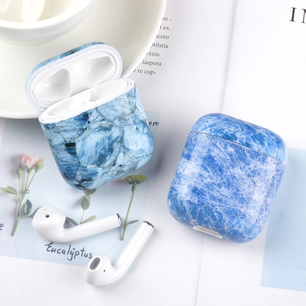 Роскошный Мраморный чехол для Airpods Модный Apple аксессуары наушников 1 2 Air pods |
