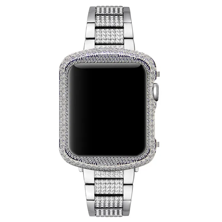 Роскошные Стразы, Алмазный защитный чехол для Apple Watch 42 мм, 38 мм, алюминиевый чехол для часов Apple watch 40 мм, 44 мм, серия 5, 4, 3