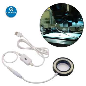 

PHONEFIX Microscope USB Adjustable Brightness LED Round Light with UV Oil Smoke Dustproof Mirror for Microscope Accessories