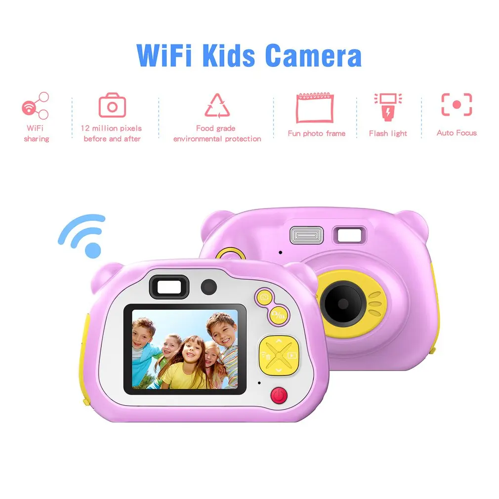 1080P HD автоматическая фокусировка Wi-Fi детский Камера Mini 2 дюймов мультфильм цифровой Камера милые игрушки для детей, подарок на день рождения для Kids24 Камера s