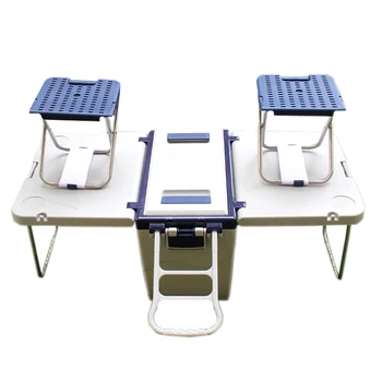 

Folding Table Chair Camping Table Set Portable Outdoor Picnic Foldable Multi-Function Table Rolling Cooler Food Insulated Box