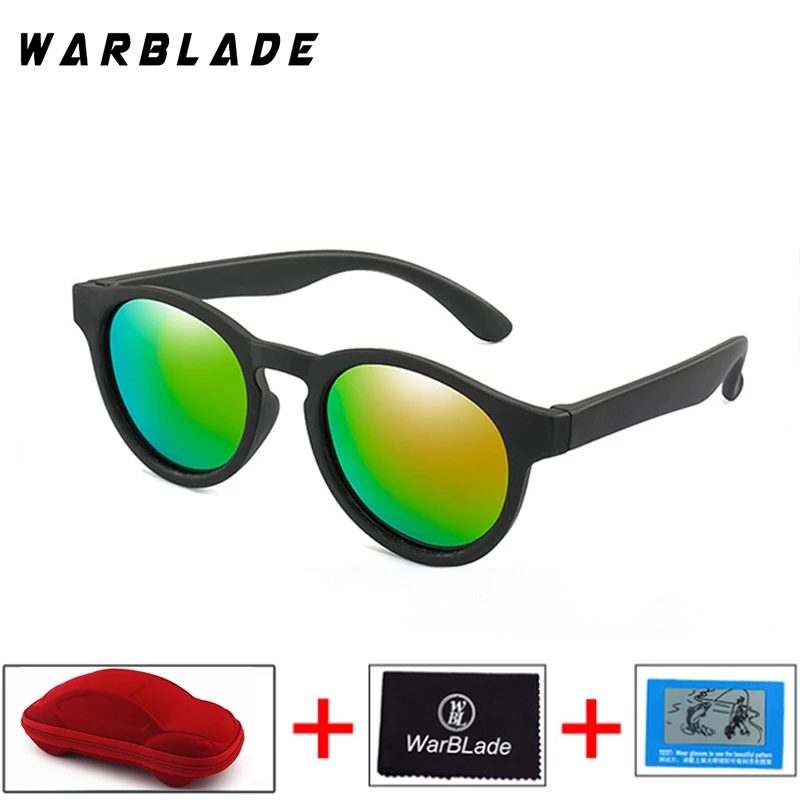 black orange Nodare детская UV400 солнцезащитных очков детей круглые поляризованные TR90 солнцезащитные очки с автомобиля чехол для девочек и мальчиков Детские красочные силиконовые Gafas - Цвет линз: black orange