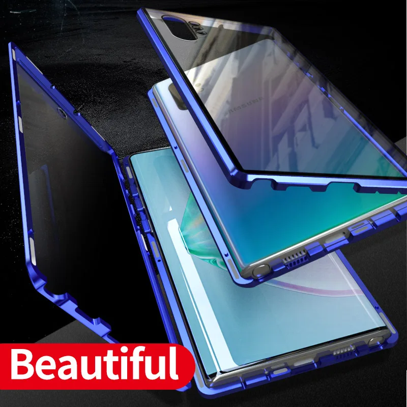 Высококачественный металлический чехол для samsung Galaxy Note 10/Plus/Note 9/Note 8, роскошный чехол из закаленного стекла