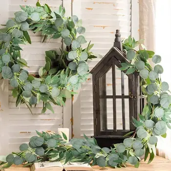 

Hanging Artificial Plants Eucalyptus Garland Willow Leaves Plastic Fake Plants Home Decor Vines Rattan Vertical Garden Decor
