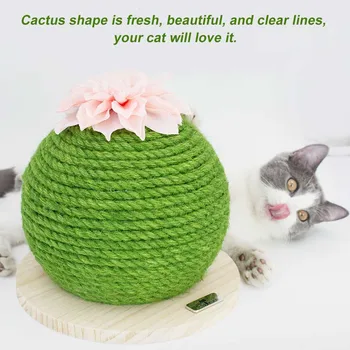 

Grinding Paw Stable Chewing Training Pet Toy Sisal Cat Scratching Ball Stress Relieve Wear Resistant Cactus Shape Interactive