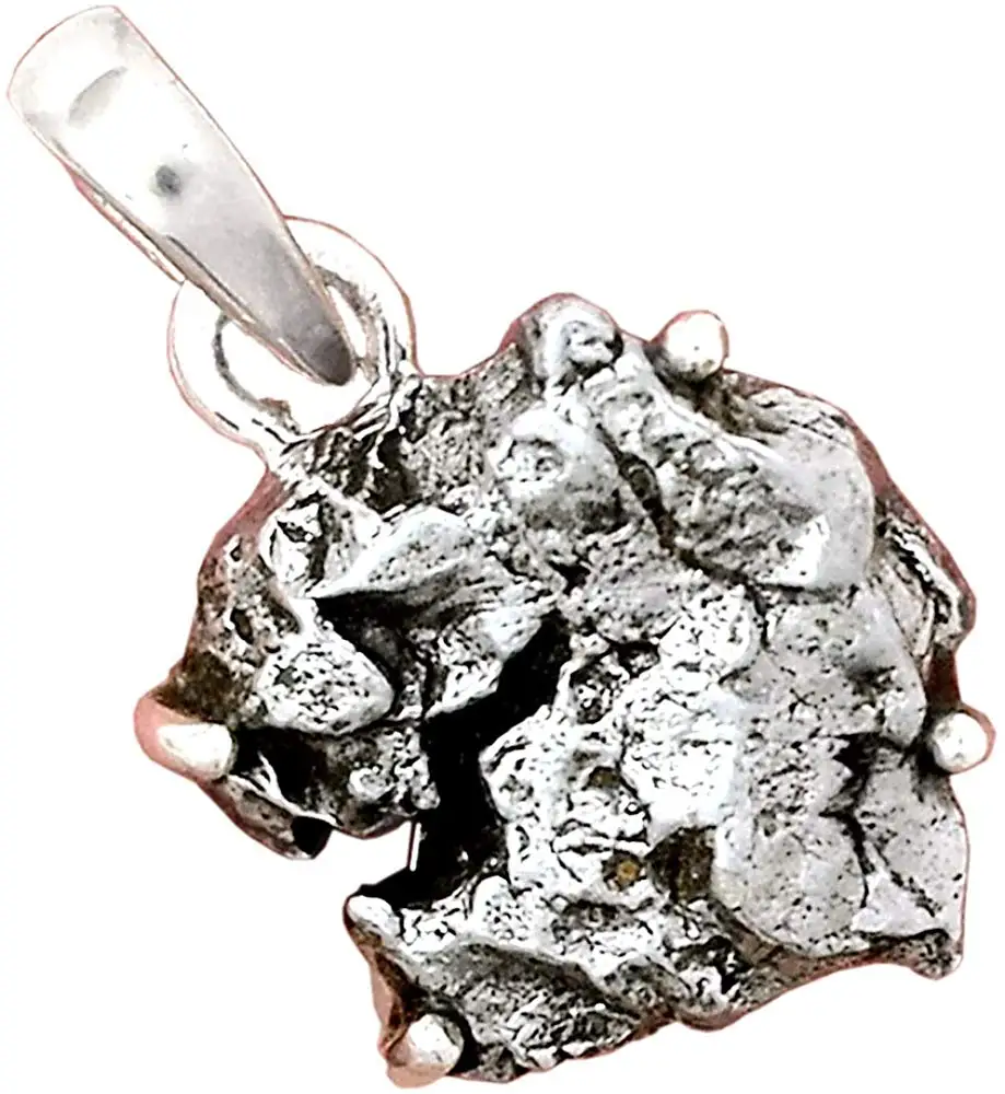 

Genuine METEORITE CAMPO DEL CIELO Pendant 925 Sterling Silver, 23.8 mm, AP6488