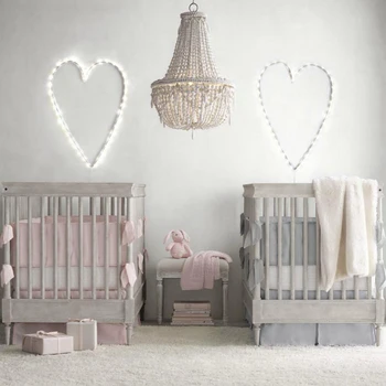 Bohemian Tassel Solid Wood Chandelier Net Celebrity Princess Children's Bedroom Restaurant Crystal Beads Retro Twine Lamp 2