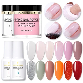 

BORN PRETTY Glitter Dipping Nail Powder Set 8/9PCS Gradient French Nail Dust Power Base Top Dipping System Nature Dry Varnish