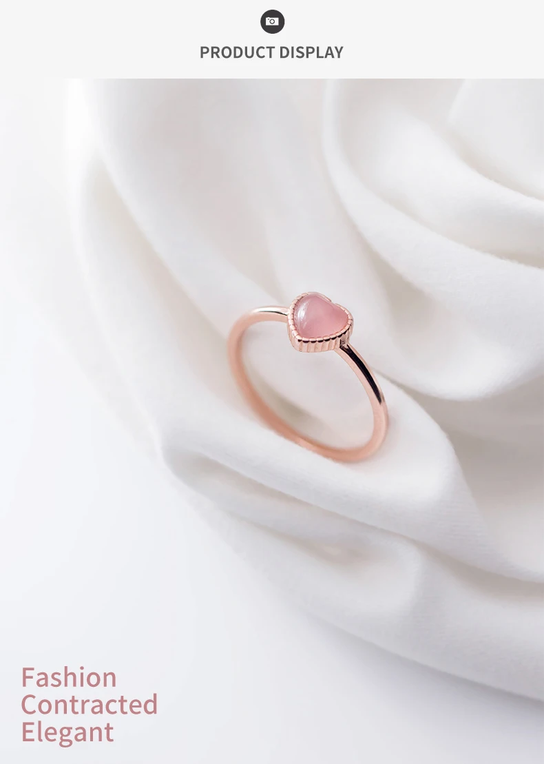 Modian Romantic Pink Opal Hearts Elegant Rose Gold Color Open Adjustale Rings for Women Fashion Fine Jewelry Valentine's Gift Modian Romantic Pink Opal Hearts Elegant Rose Gold Color Open Adjustale Rings for Women Fashion Fine Jewelry Valentine's Gift