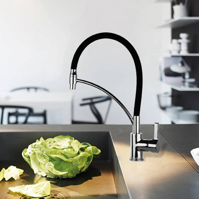 Brass Kitchen Sink Faucet Pull-down Black Silicone Hose Blender Gourmet Basin llaves para fregadero de cocina  kichen faucet