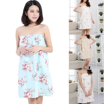 

Elastic Spa Sauna Bathroom Cotton Blend Sexy Strapless Soft Home Bathrobe Women Bath Towel Knee Length Fast Drying Absorbent